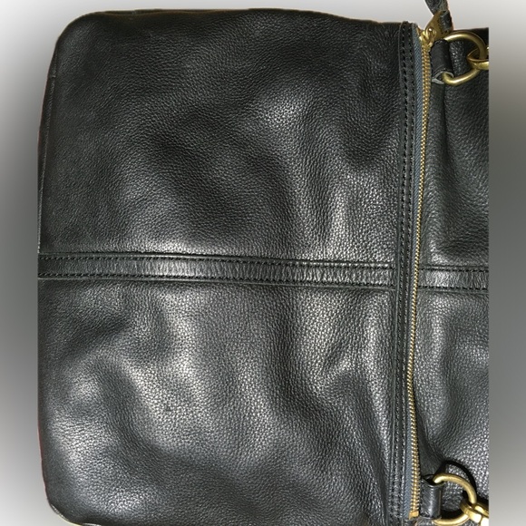 FOSSIL Fold Over Erin Leather Tote Shoulder Handbag 2 Way Carry - Picture 6 of 14